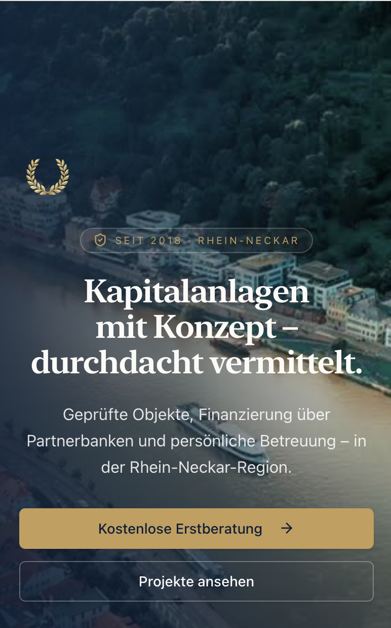 Loro Real Estate – Mobile-Ansicht